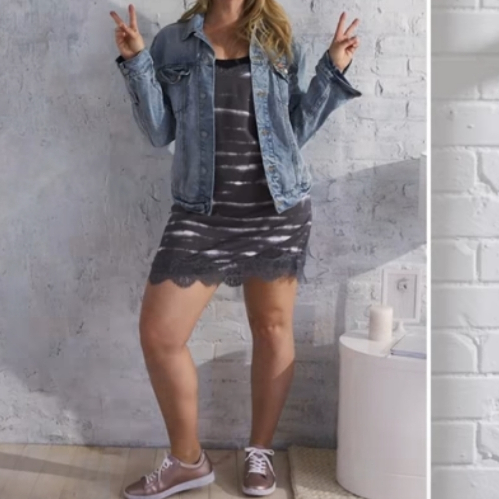 Aerie Gray Tie-Dye Slip Dress - Picture 2 of 16